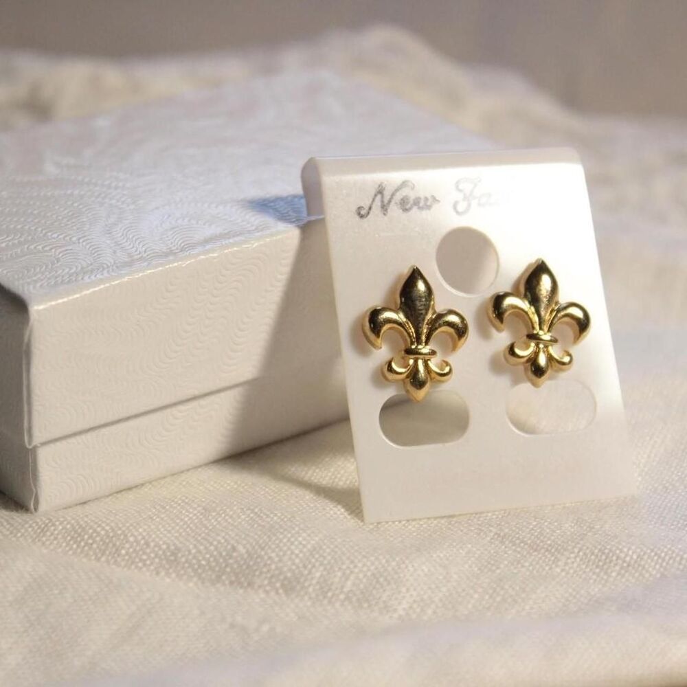Coquette Fleur De Lis dainty gold-tone stud earrings